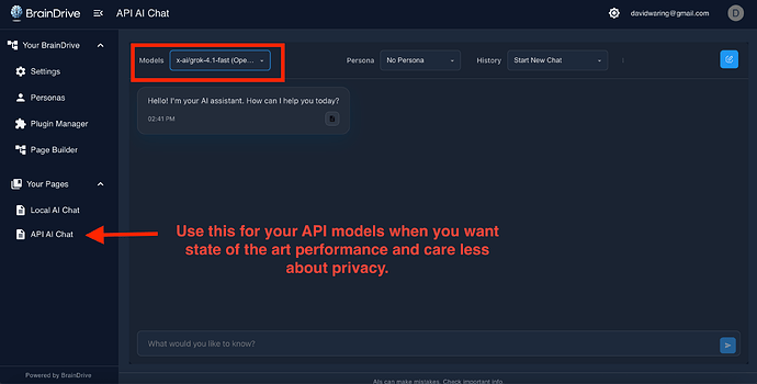 API Chat Page in BrainDrive