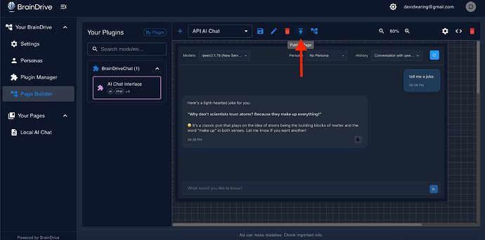 Publishing a BrainDrive Page