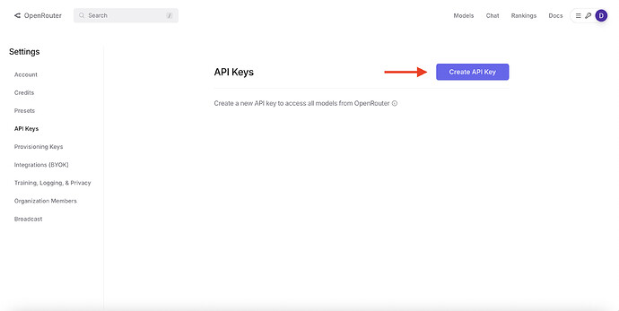 Create OpenRouter API Key