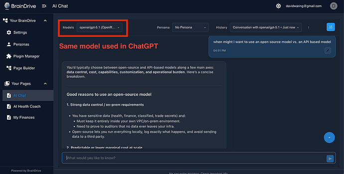 API Based Model Running in BrainDrive