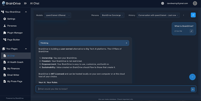 BrainDrive Chat Interface