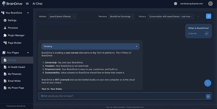 BrainDrive Chat Interface